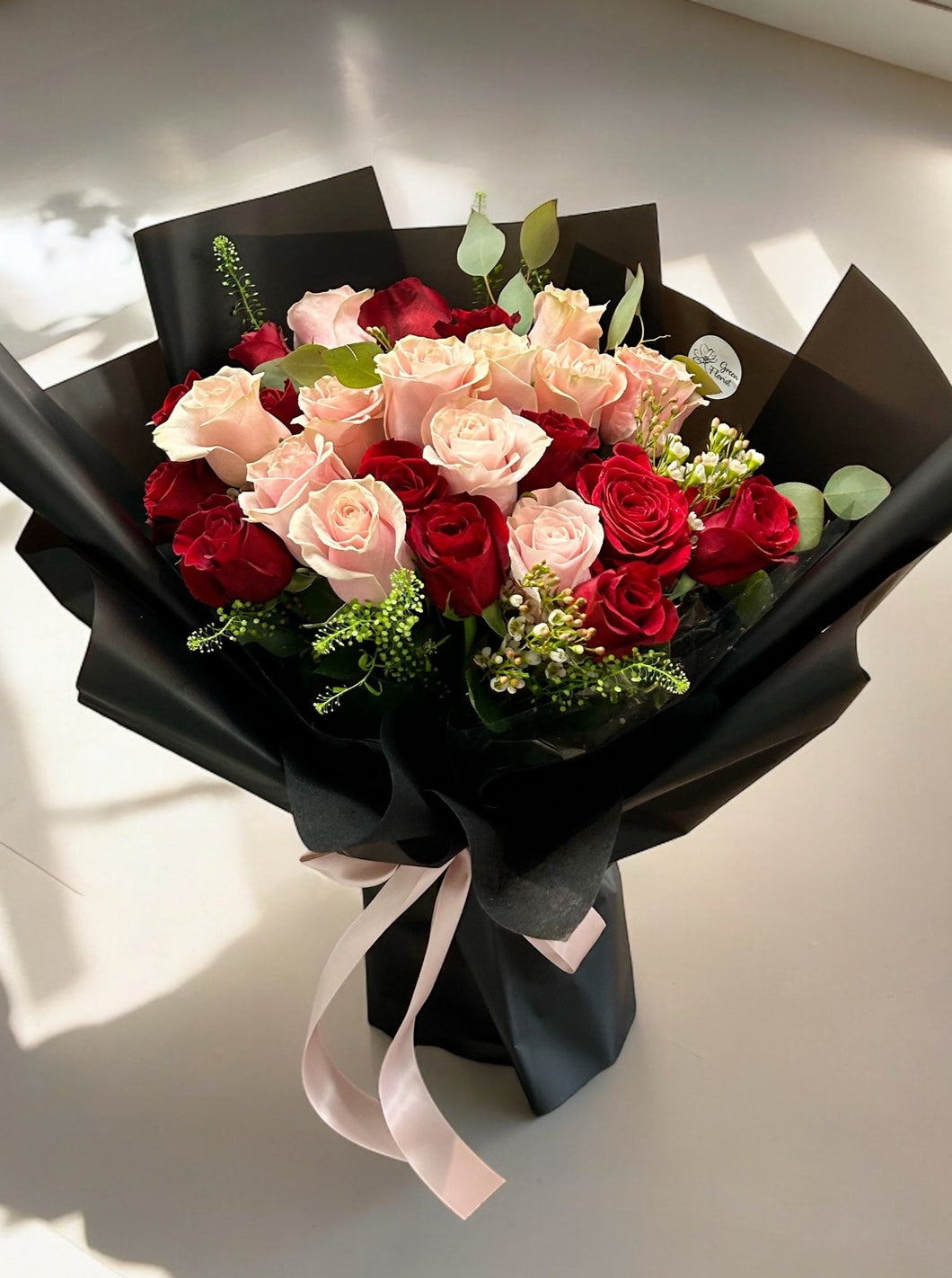 Rosy Scarlet Bouquet - 24 Roses